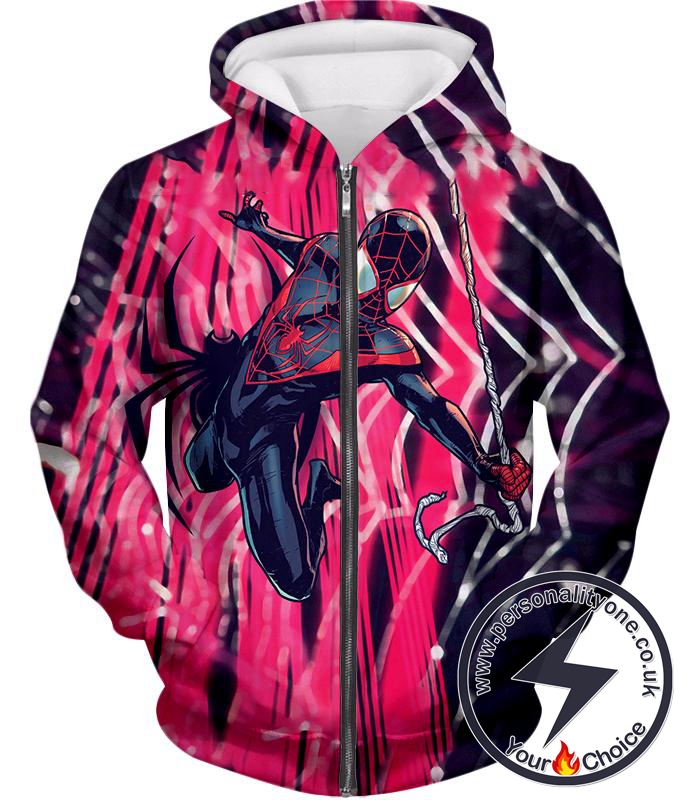 Amazing Black Spiderman Animated Action Zip Up Hoodie